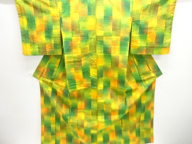 JAPANESE KIMONO / ANTIQUE KIMONO / SILK / TSUMUGI / WOVEN ABSTRACT